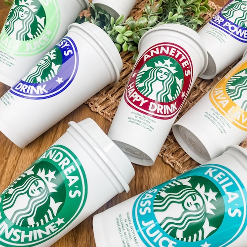 Personalized Starbucks Cup | Reusable Hot Cup | Custom Gift for Friend, Women, Teen, Teacher, Her, Bride, Christmas | BPA Free Plastic Lid