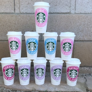 Personalized 16 oz Starbucks Reusable Cup with Custom Vinyl Decal