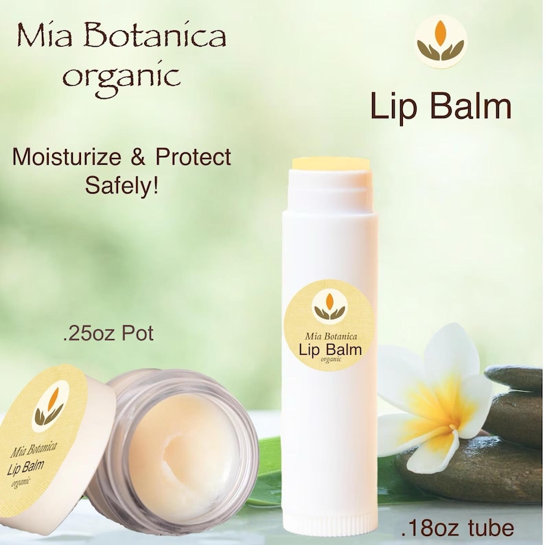 Organic Lip Balm – Moisturize dry, chapped lips with all natural food grade ingredients. Mia Botanica, Natural Ingredients imagen 1