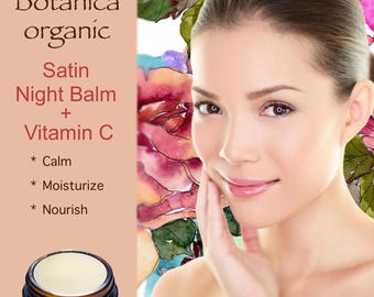 Organic Satin Night Balm, Vitamins C+E, Mia Botanica, 2oz