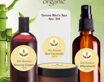 Organic Men's Spa Set, Lemongrass Deodorant, Shaving Cream, Aftershave, Styling Wax