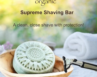 Organic Shaving Bar, Soap-Free for a truly emollient shave, Zero Waste, Mia Botanica