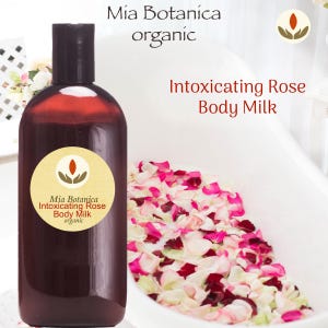 Organic Rose Body Milk: Aromatherapy Hydration, Soft Skin (4oz Mia Botanica)