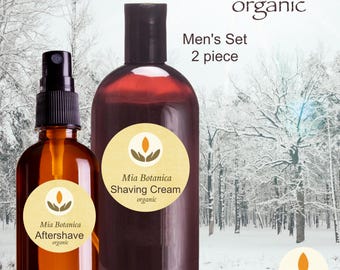 Organic Men's Shaving Cream & Aftershave Set - Mia Botanica