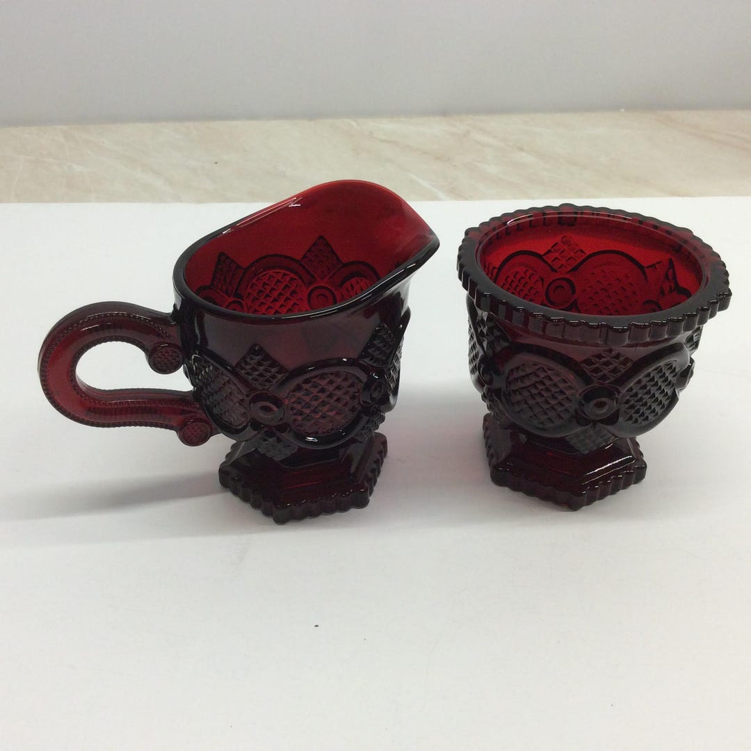 Avon 1876 Cape Cod Ruby Red Glassware Creamer and Sugar Set - Etsy