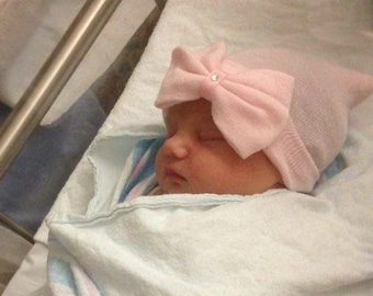 Baby hospital cap, PINK hospital hat, newborn girl hat, newborn hospial beanie