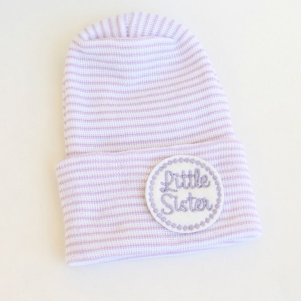 Little sister hospital hat, lavender hospital hat, newborn hospital hat, girl hospital hat, newborn hospital hat, baby girl hospital hat l