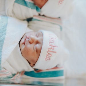 Embroidered baby hat, embroidered baby gift, embroidered hospital hat, hospital hat with name, girl hospital hat, personalized baby hat