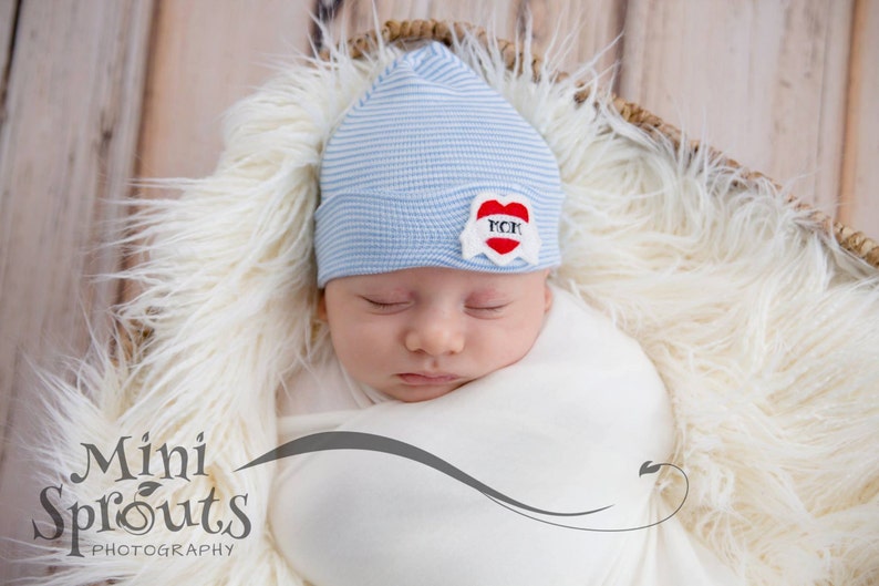 Newborn boy hat baby boy hospital hat infant hospital hat newborn boy hospital hat newborn boy beanie baby boy hat newborn hat boy outfit image 1