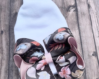 Cappello da bambino primaverile, cappello da ospedale, cappello da bambina, cappello da neonato, cappello da neonato con fiocco, vestito da neonato, grande cappello da fiocco, fiocco da neonato