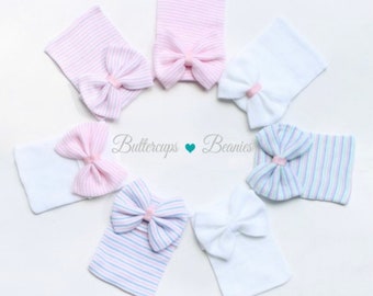 Hospital hat with bow, newborn hat, baby hospital hat, newborn girl outfit, newborn hat, newborn hospital hat, baby hats, hospital cap
