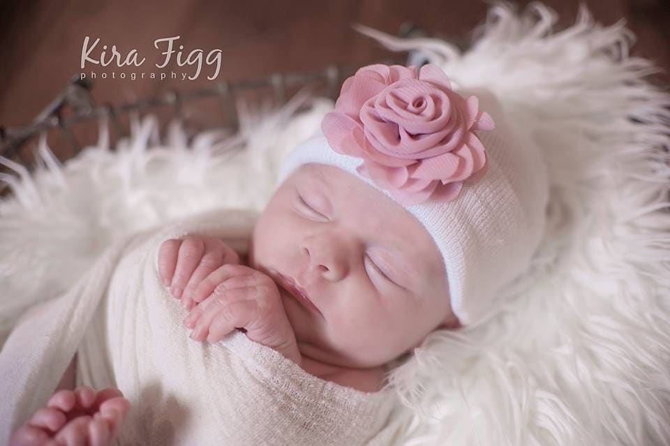 Girl hospital hat, hospital hat with flower, mauve baby girl hat, new…