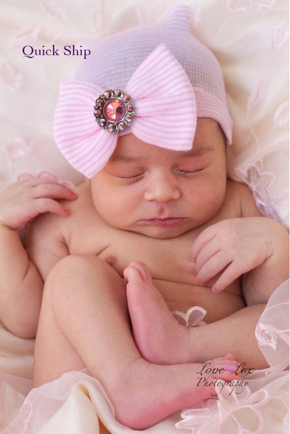 Newborn Girl Hat, Infant Baby Hat, Baby Beanie, Baby Hospital Hat