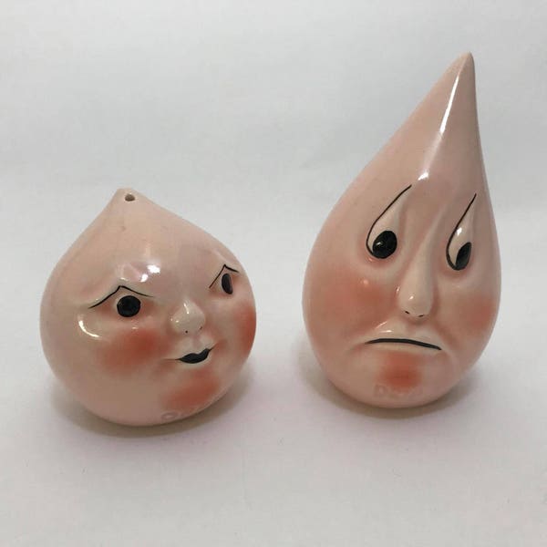 Anthropomorphic Drip and Drop Salt and Pepper-Signed Pink