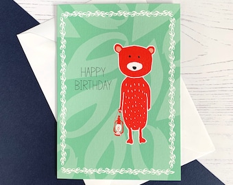Bear Kids Birthday Card: The Animal Explorers