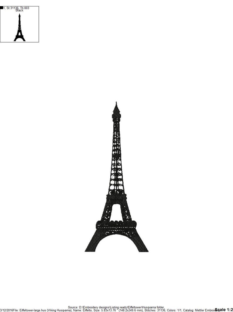 Paris eiffel tower embroidery design machine embroidery  etsy