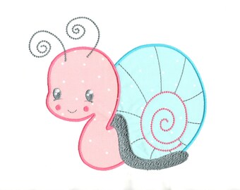 APPLIQUE SNAIL Machine EMBROIDERY Design - Instant Download - Cute Snail Embroidery Pattern - Baby Bug Insect Embroidery Design in 3 Sizes