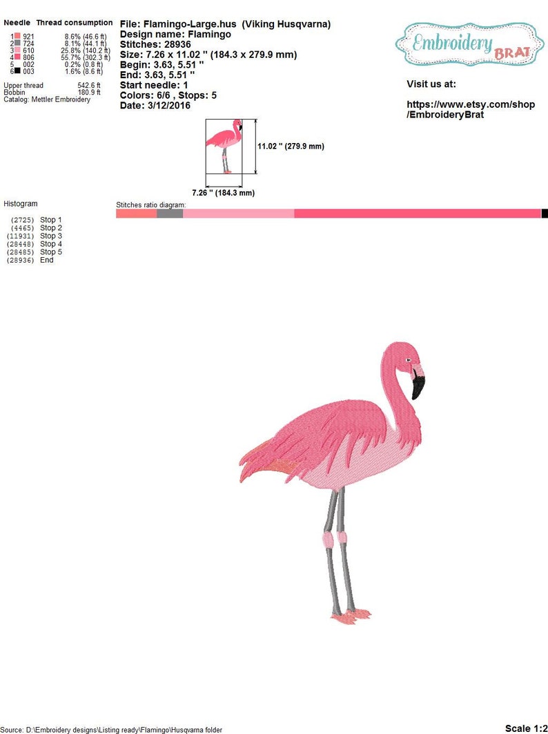 Embroidery Design in 3 Sizes Flamingo Embroidery Pattern EMBROIDERY PINK FLAMINGO design Machine Embroidery Design Instant Download