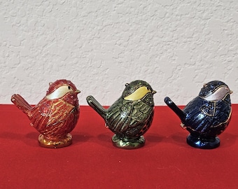 Bejeweled Bird Trinket Boxes