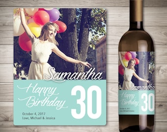 Photo Birthday Wine Label - Birthday Gift Wine Label - Custom Birthday Wine Label - Personalized Wine Label - Birthday Party Wine