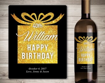 Birthday Wine Label - Birthday Gift Wine Label - Custom Wine Label - Personalized Wine Label - Birthday Party Wine Bottle Label