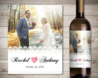 Photo Wedding Wine Label - Custom Wine Label - Personalized Wine Label - Wedding Wine Bottle Label-Wedding Decoration Wine-Custom Photo Wine