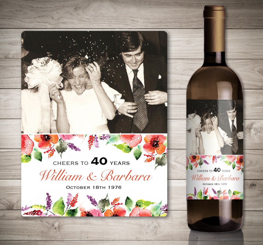 Wedding Anniversary Wine Labels Personalized Photo Anniversary Wine Label Custom Wedding