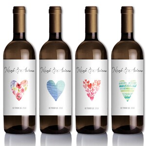 Set of 4 - Custom Wedding Decoration - Engagement Party Wedding Wine - Personalized Wedding Party Labels - Wedding Gift - Wedding Wine