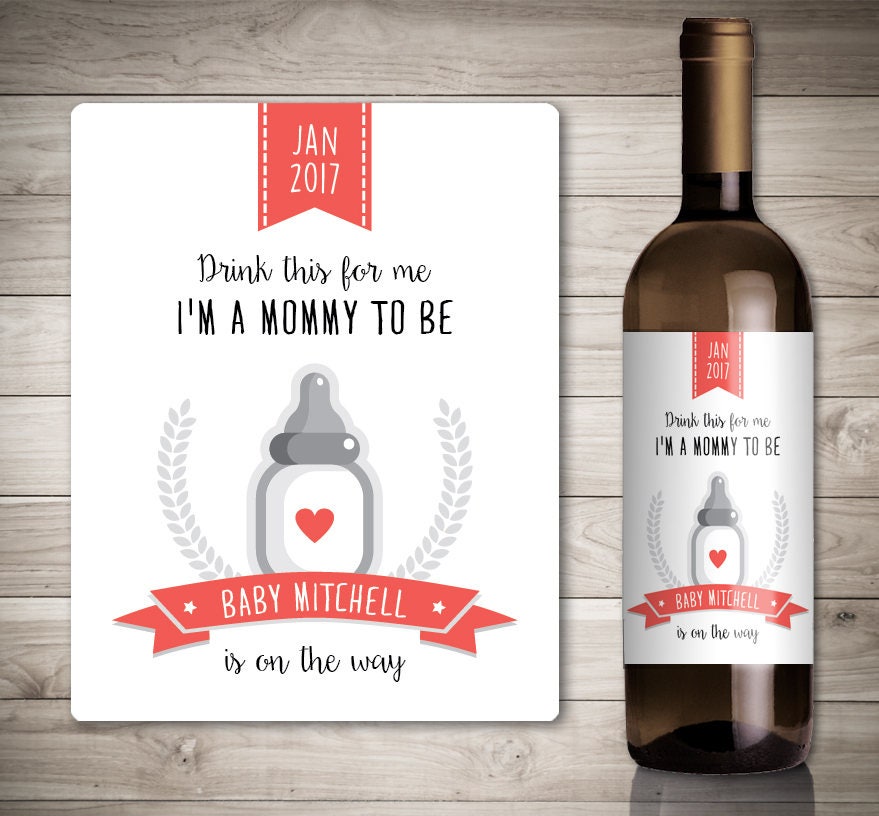 Custom Wine Label Pregnancy Announcement Baby Announcement Etsy