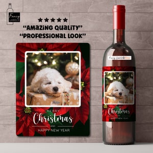 Photo - Christmas Wine Label, Personalized Christmas gift , Holiday Gift, Family Gift, Custom Wine Label, Merry Christmas