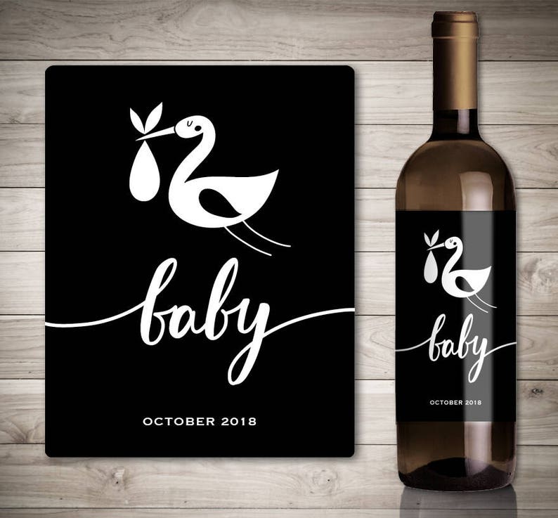 Custom Wine Label Pregnancy Announcement Baby Announcement Etsy