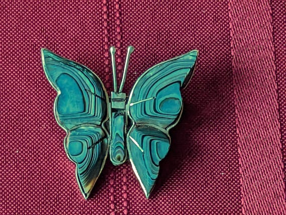 Mexican Sterling Silver & Abalone Butterfly Brooch - image 1