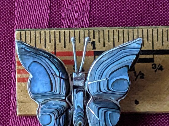 Mexican Sterling Silver & Abalone Butterfly Brooch - image 4