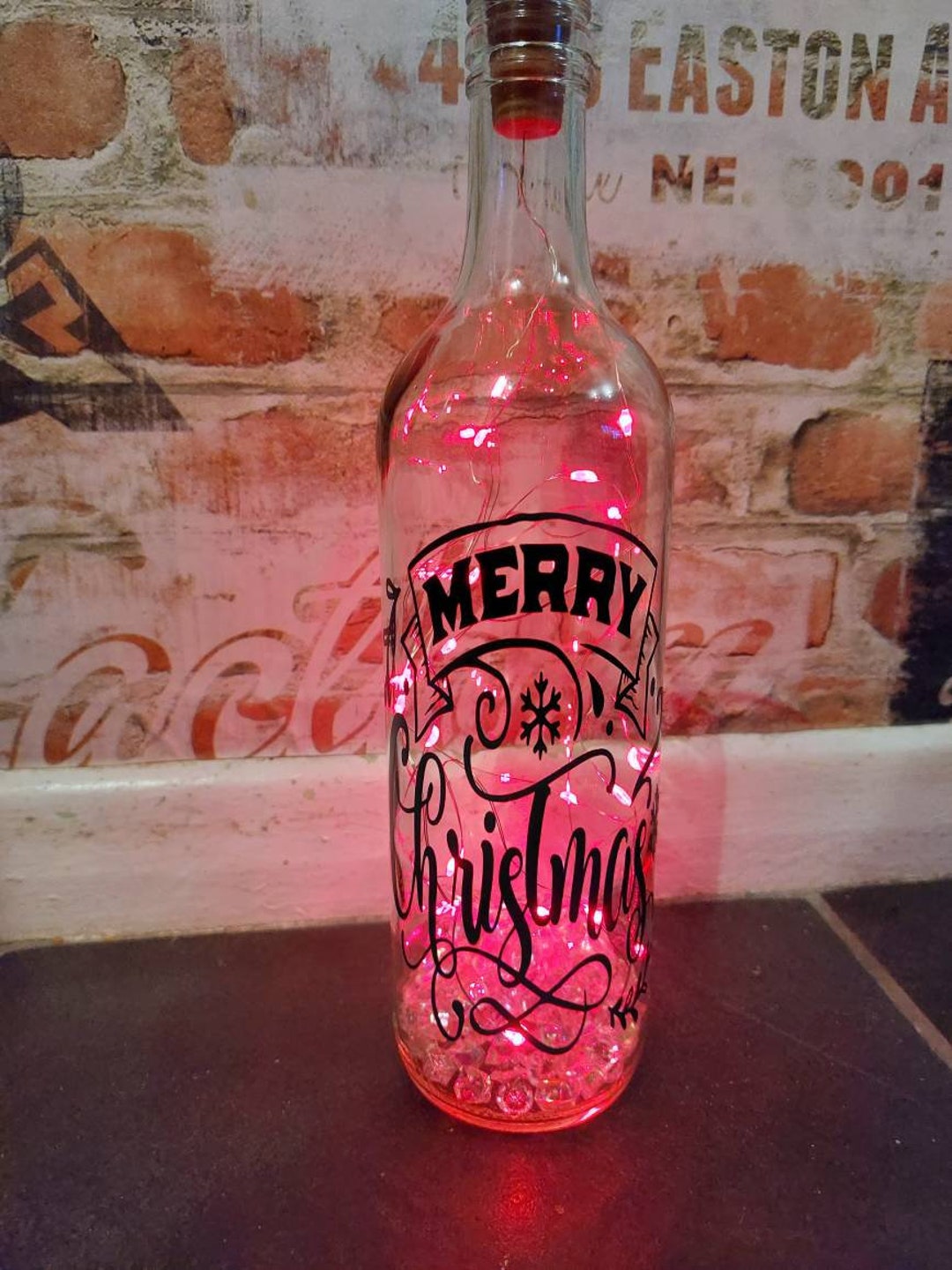 Red Christmas Light up Bottle Christmas Quote Light up Etsy