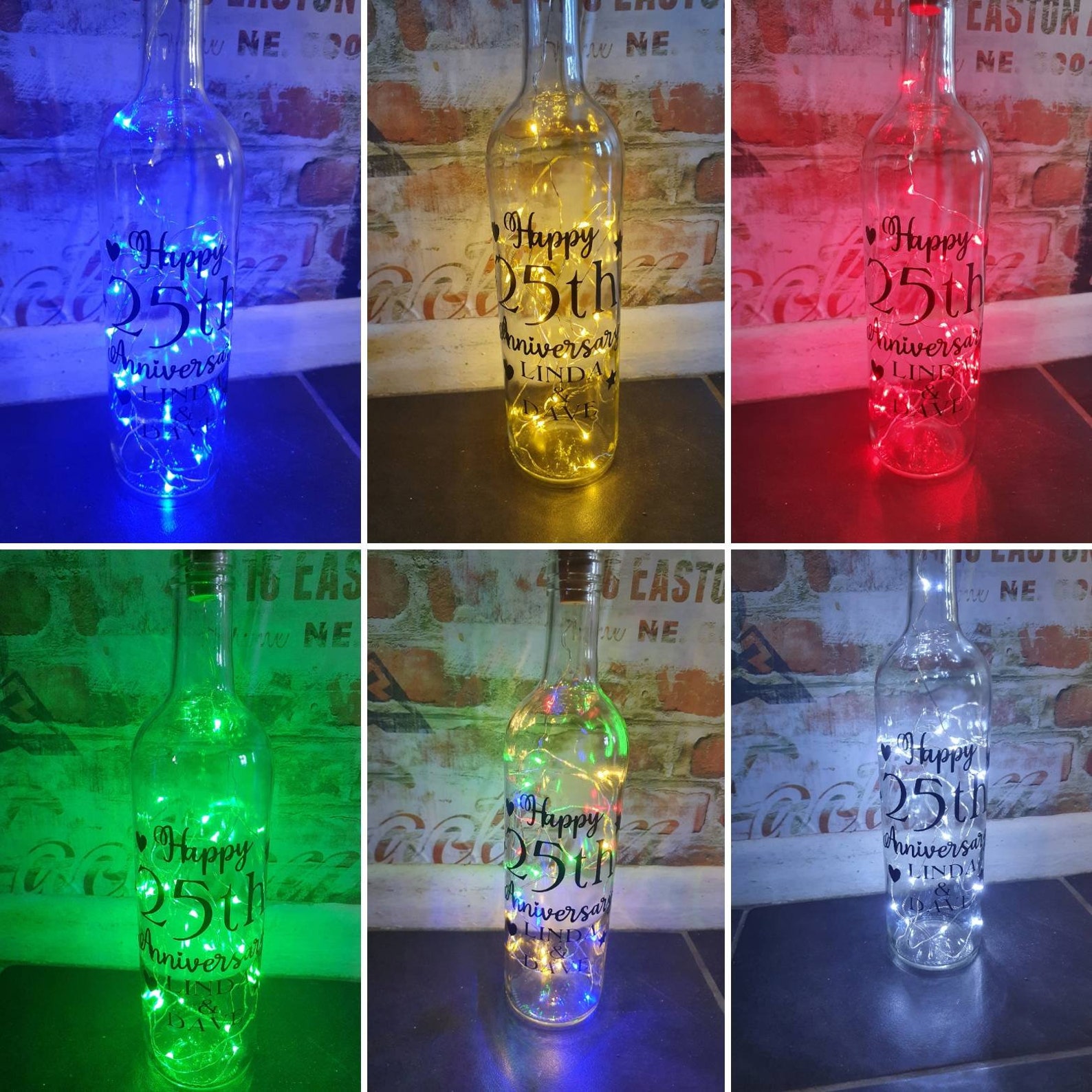 Personalised Light up Anniversary Bottle, Light up Bottle, Anniversary