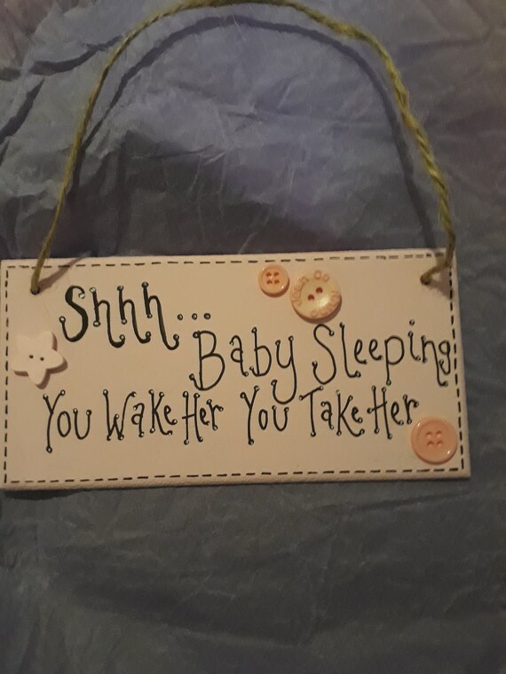 Pink /"Sleeping Baby/" Wall Plaque It/'s a Good Life Wood