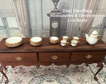 Miniature China Dish Set, Dollhouse Dish Set, Artisan China Set, Dollhouse Parlor, Dollhouse Dining Room, Estate Miniature