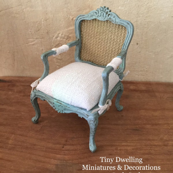 Marie Antoinette Dollhouse Chair, Miniature Armchair, French Country Chair, Dollhouse Chair, Provencal Armchair