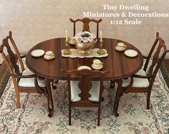 Miniature Dining Room Table, Dining Room Chairs, Dollhouse Parlor Table, Estate Miniature