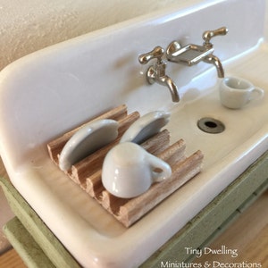Miniature Dish Drain Board, Dish Drying Board, Miniature Drain Board, Dollhouse Sink Drain Board, Mini Dish Drain, Tiny Dwelling image 1