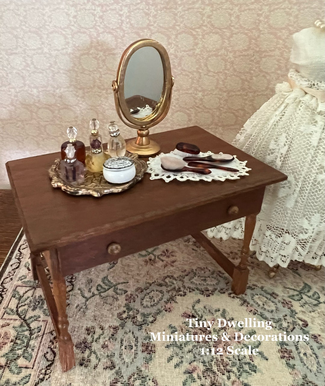 Miniature Desk Dollhouse Desk Miniature Writing Desk Estate Etsy