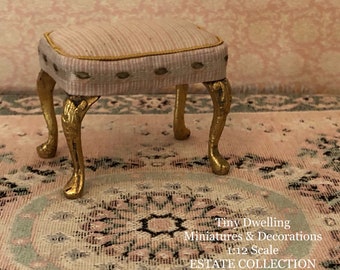 Miniature Ottoman, Dollhouse Ottoman, Artisan Ottoman, Estate Miniature, Dollhouse Footstool