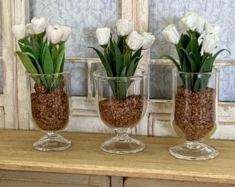 Miniature Flowers, Dollhouse Flowers, Dollhouse Accessories, Dollhouse Flowers, Miniature Tulips, Miniature Pussy Willow