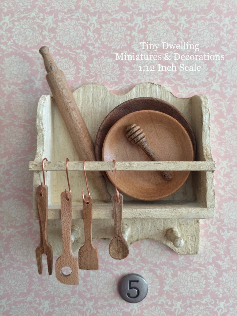 Herramientas de cocina en miniatura utensilios de madera de | Etsy