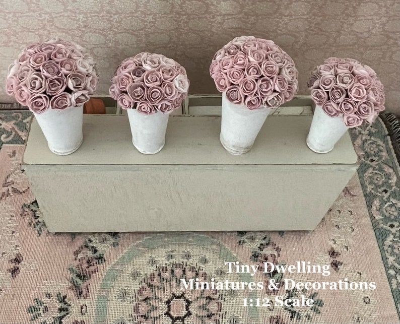 Miniature Flowers, Dollhouse Flowers, Dollhouse Accessories Miniature Decorations, Dollhouse Roses image 3