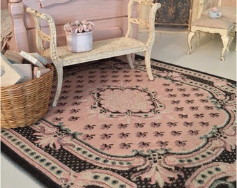 Miniature Dollhouse Rug, Miniature Savonnerie Carpet, Dollhouse Rug