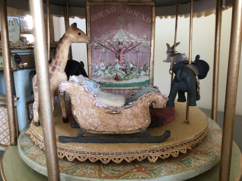 Miniature Carousel Dollhouse Carousel Miniature Wooden Etsy