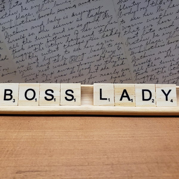 Boss Lady Word Tile Decorative Sign Art Name Plate Desk Art Décor Office Coworker Birthday Wedding Graduation Wedding Gift