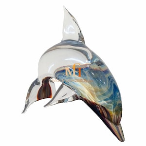 Dolphin Glass Sculpture - Murano Glass Sculpture - Italian Glass Animal Centerpiece - Hand Blown Colorful Glass - Handmade in Murano, Italy