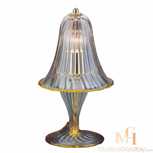 Clear Glass Table Light - Crystal Table Lamp - 100% Handmade in Italy - Unique Hand Blown Masterpiece From Murano - Venetian Centerpiece